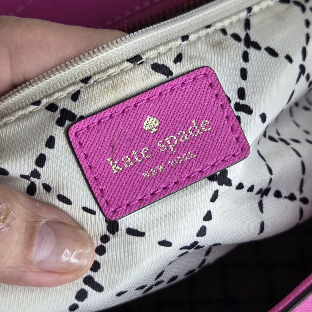 Kate Spade Fuchsia Leather Tote Bag with Dual Top Handles - Picture 10 of 16